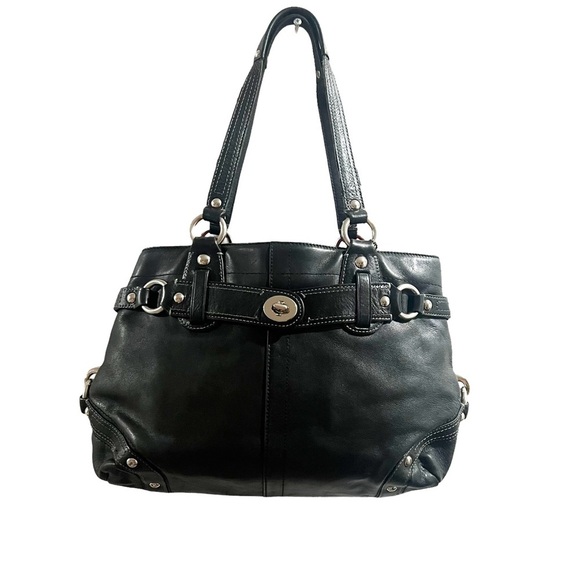 Coach SHW Tote Bag Shoulder Large Handbag Calfskin Leather Black